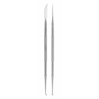 Coricama Italy LECRON 165mm - Tip Style: Curved - Handle: Round Linear Knurl - Double Ended - Stainless Steel Wax and Modelling Instrument REF: 815240 - 1pc